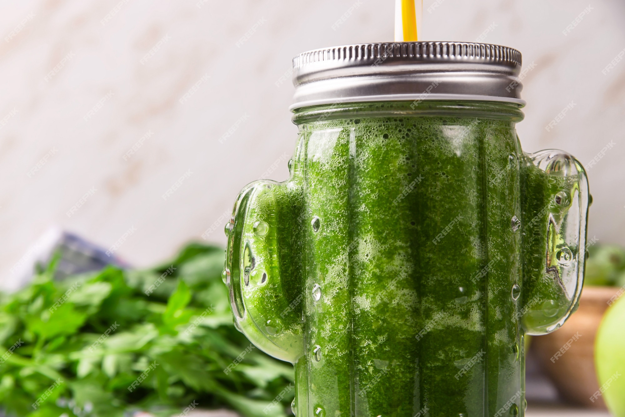 Green Cactus Shaped Mason Jar Tumbler