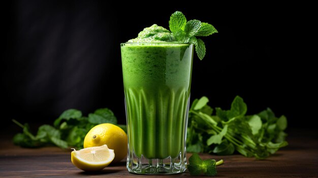 A green smoothie in a glass