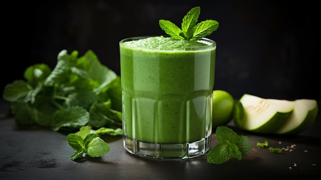 A green smoothie in a glass