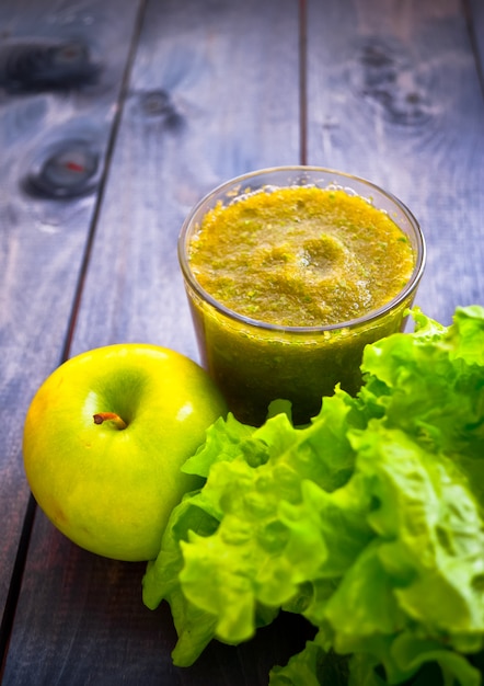 Green smoothie in glass