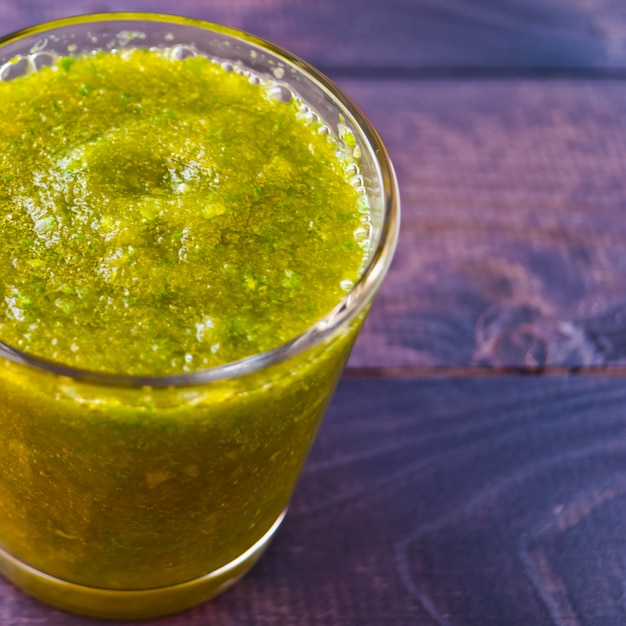 Green smoothie in glass