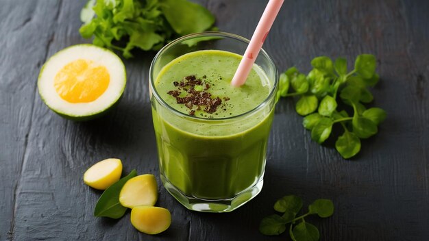 Green smoothie in a glass