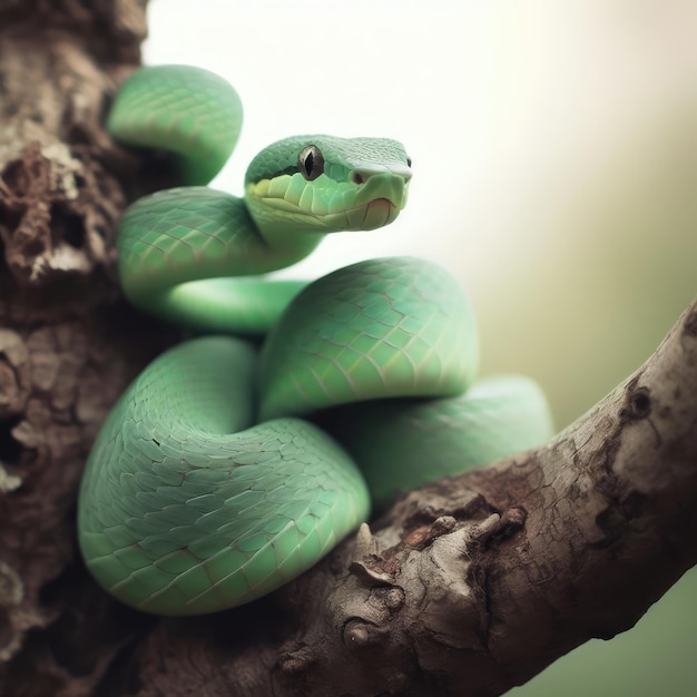 green snake on a branch