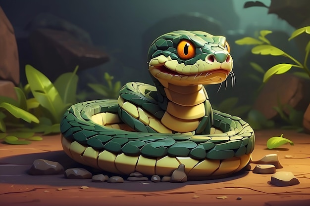 Green snake cartoon style background