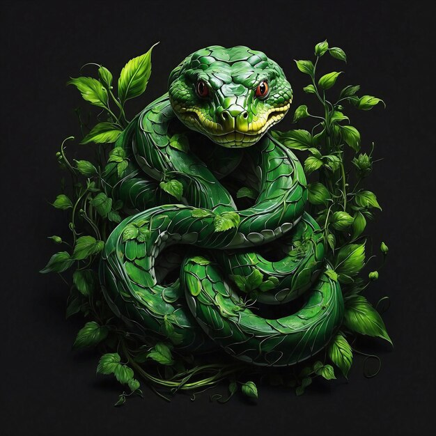 Photo green snake illustration