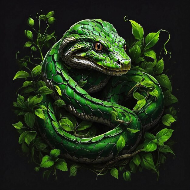 green snake illustration