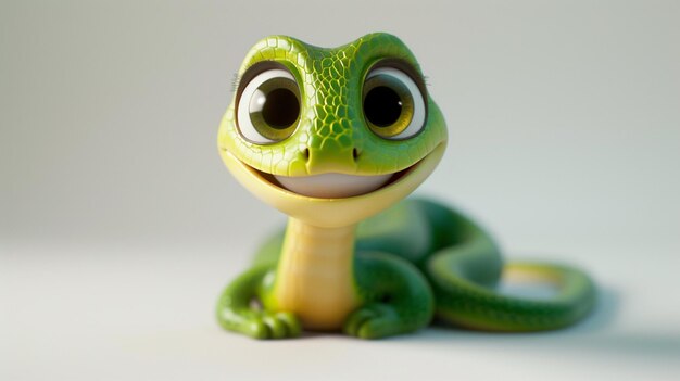 A green snake on white background