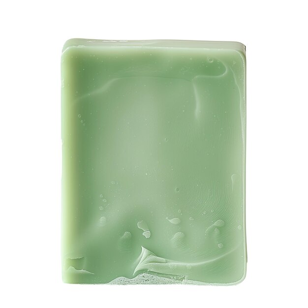 Green soap isolated on a white or transparent background rectangle soap for washing dishes or hands
