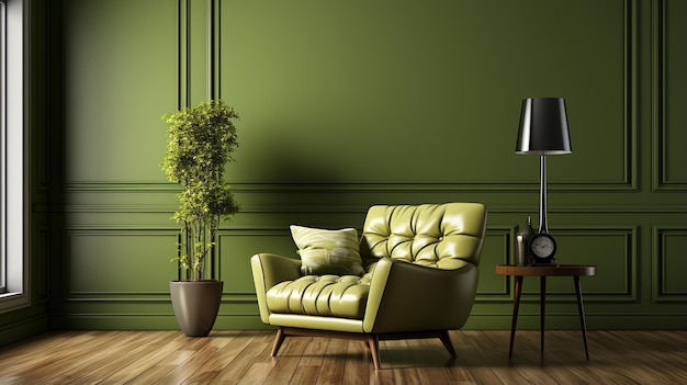 green sofa HD 8K wallpaper Stock Photographic Image