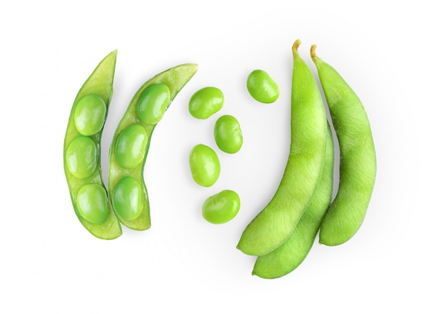 Green soy beans isolated 