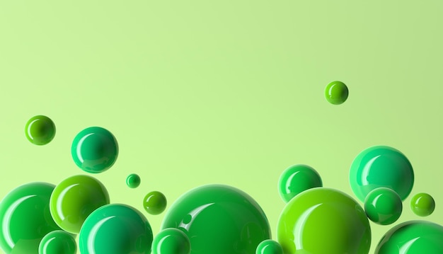 Green spheres abstract balls multicolored balloons candy geometric background primitive shapes