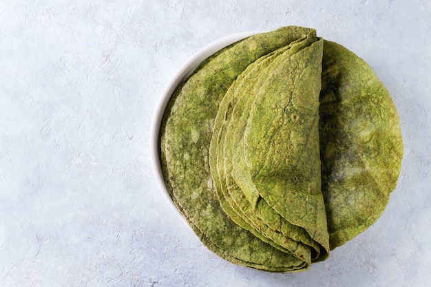 Green spinach tortilla