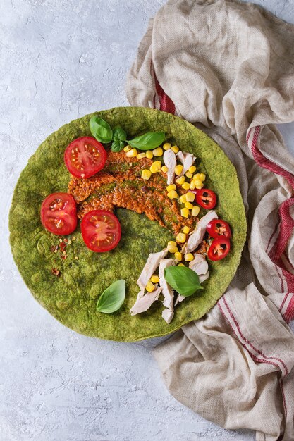 Green spinach tortilla