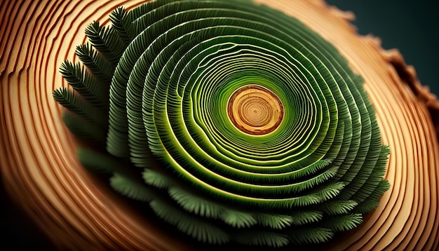 Photo a green spiral of a plant