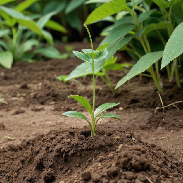 a green sprout are growing from the rich soil meaning hope and growing