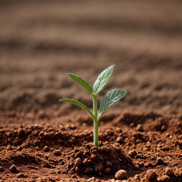 Green sprouts in dark soil