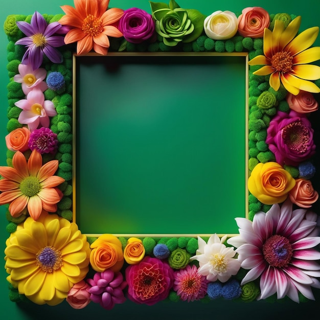 Green Square Shaped floral frame