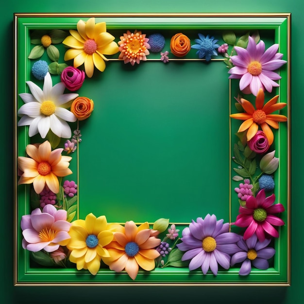 Green Square Shaped floral frame