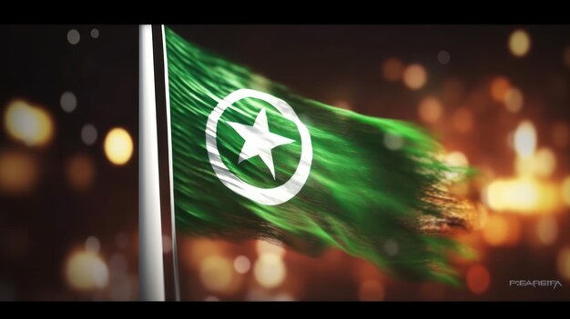 A green star logo with a star logo in the background