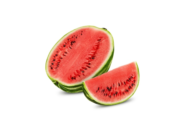 Green-striped watermelon isolated on white background