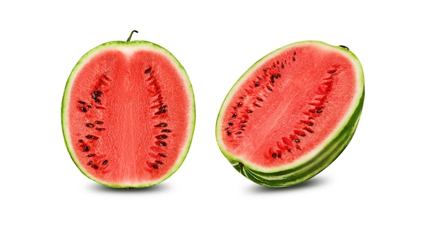 Green striped watermelon isolated on white with copy space for text images crosssection berry with p