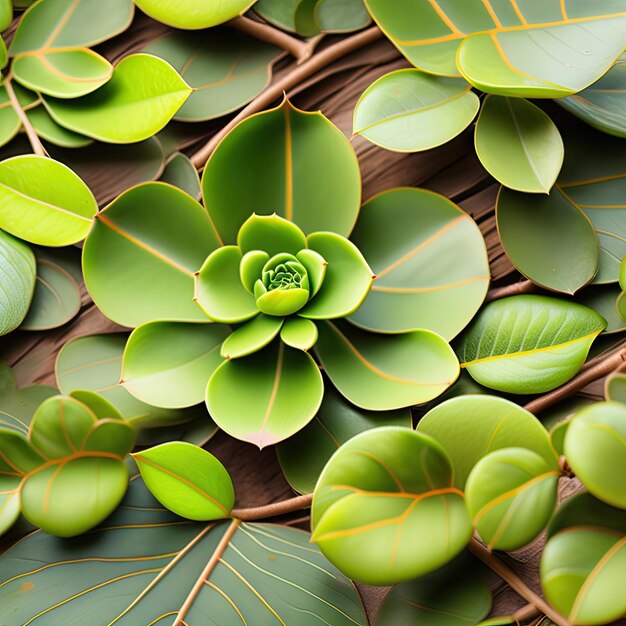 Зеленые сочные листья, свисающие лозы, куст плюща, вьющееся эпифитное растение Dischidia sp.