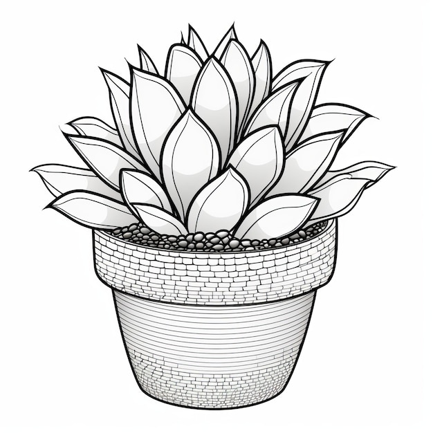 Green Succulent Plant Coloring Page In Kerem Beyit Style