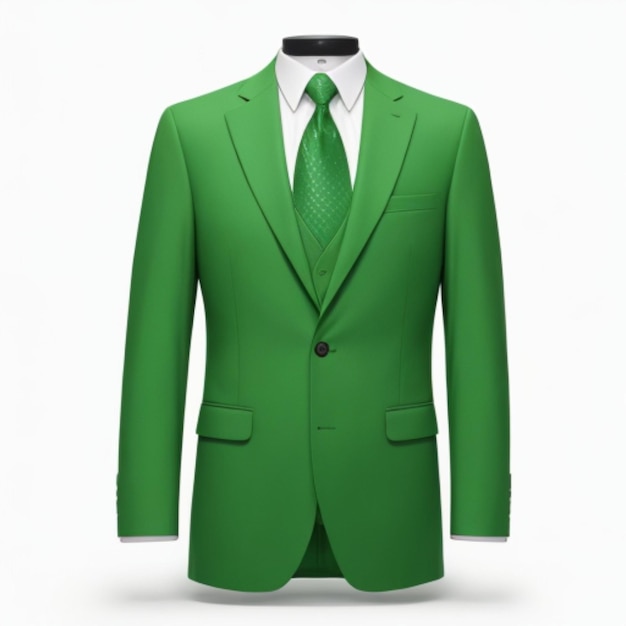 Photo green suit jacket isolated on white background for mockup and printing