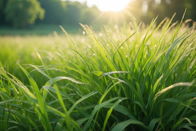 Green summer grass in a sun day