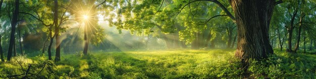 Фото Зелёное солнце светит сквозь деревья