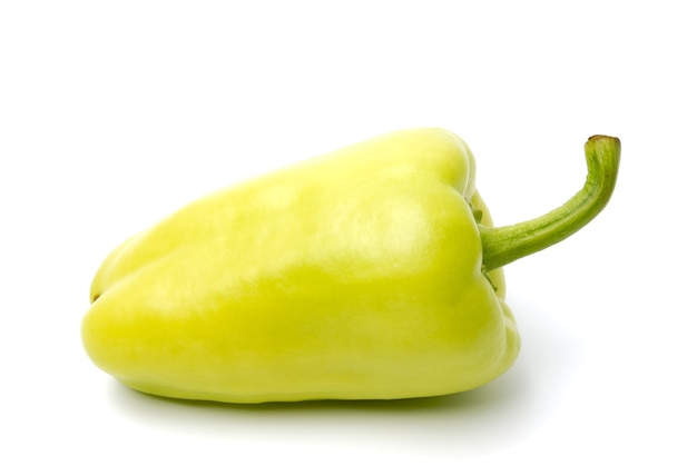 Green sweet Bulgarian pepper on a white background