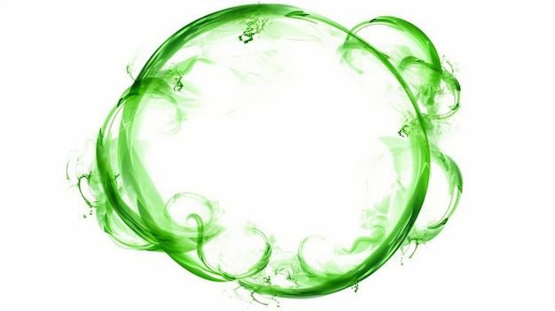 green swirling smoke circle frame isolated