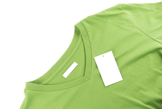 Photo green t-shirt and blank label