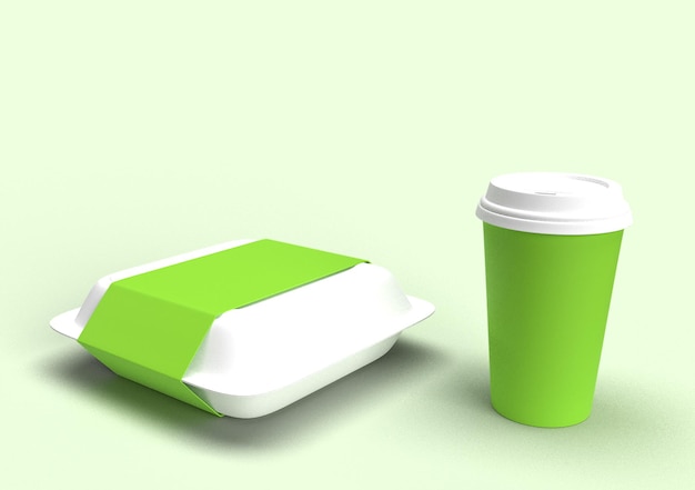 Green take out coffee cup and a lid that says'coffee'on it