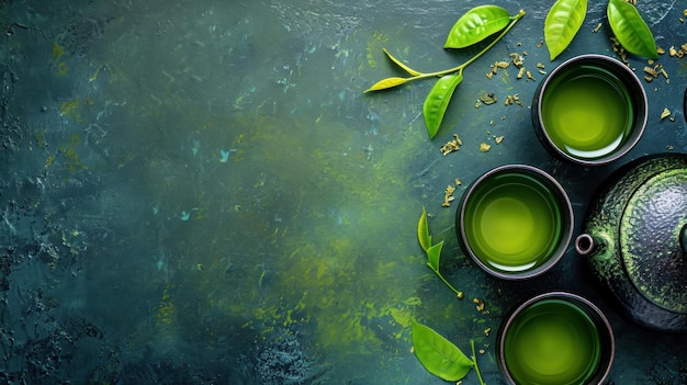 Green Tea advertisment background with copy space