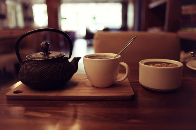 Green tea in a cafe decorations