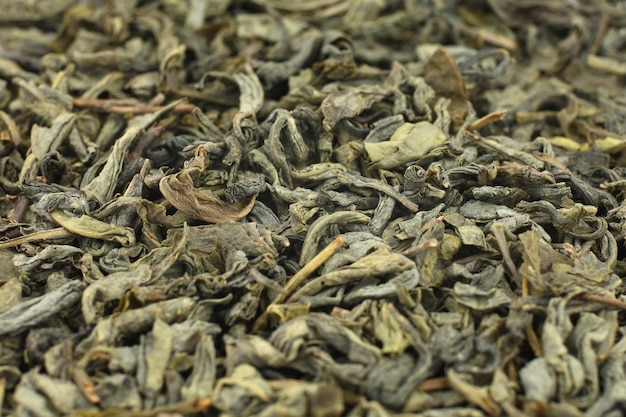 Green tea dry close up