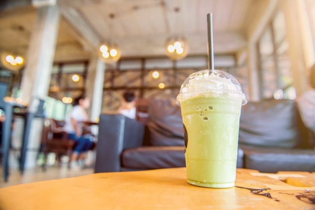 green tea frappe and blended. Sweet and cold water