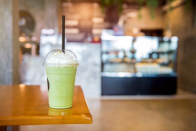 green tea frappe and blended. Sweet and cold water