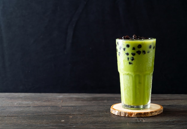 green tea latte with bubble