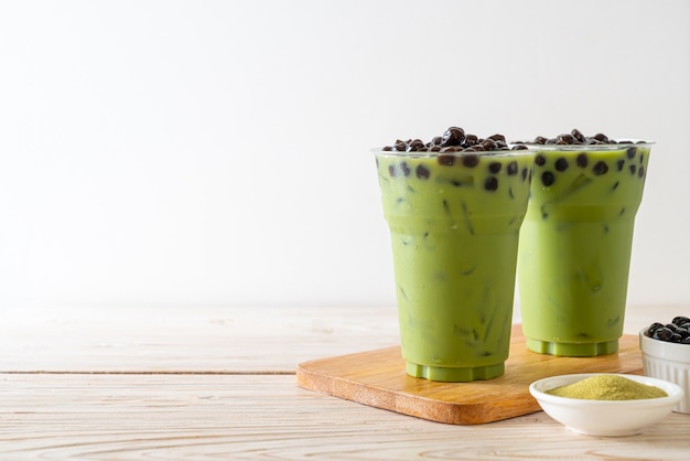 green tea latte with bubble