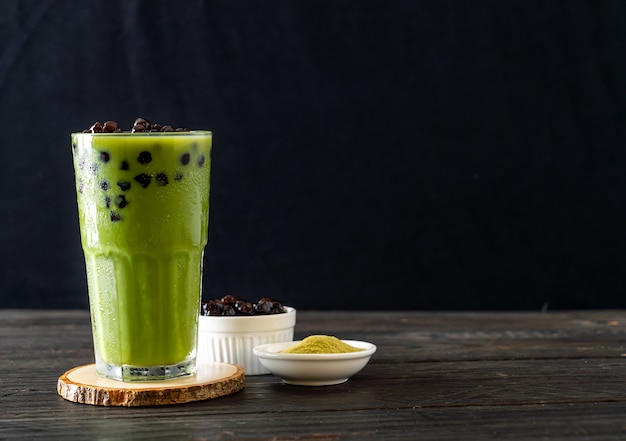 green tea latte with bubble