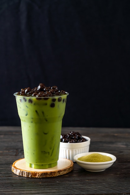 green tea latte with bubble