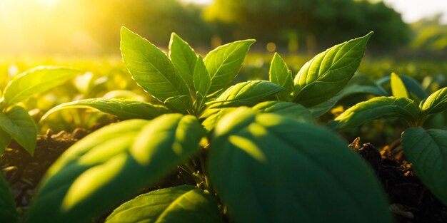 Green tea leaf background in tea plantations