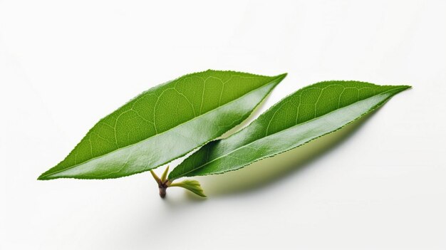 green tea leaf isolated on white