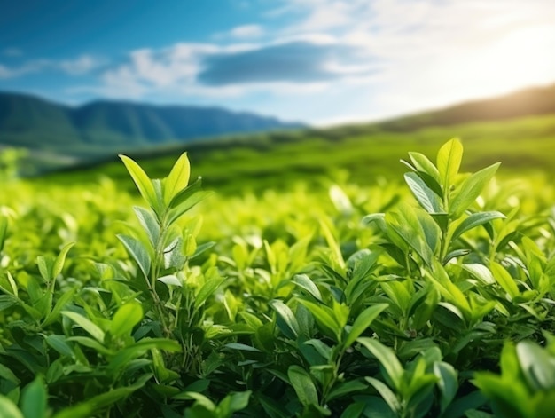 Green tea leaves natural background