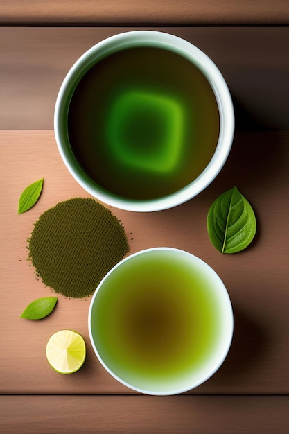 Green tea leaves