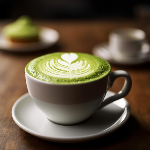 Photo green tea matcha latte or matcha green tea latte