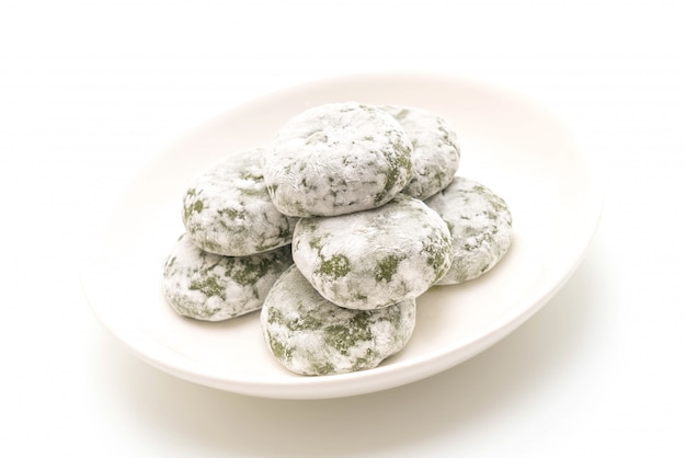 green tea mochi with red bean