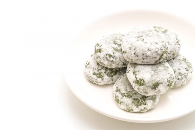 green tea mochi with red bean